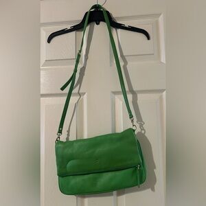Kate Spade Pebbled Fold Over Zip Purse Crossbody Handbag in Shamrock